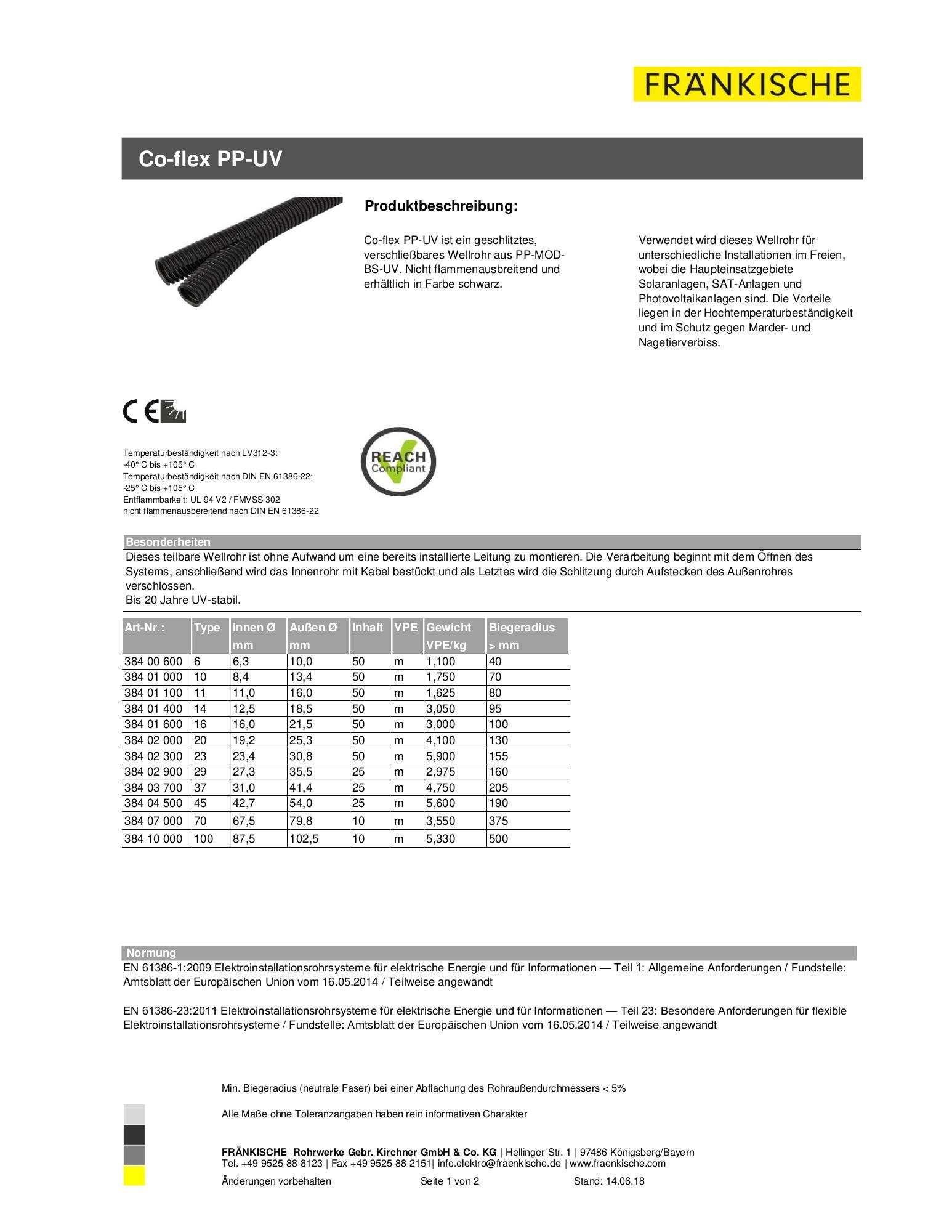 Produktdatenblatt Co-flex PP-UV