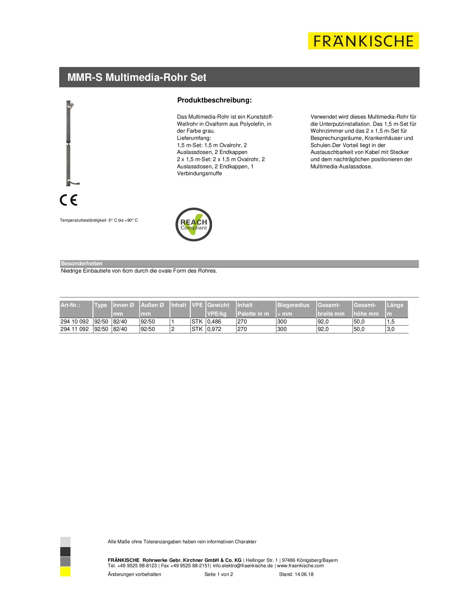 Produktdatenblatt MMR-S Multimedia-Rohr Set