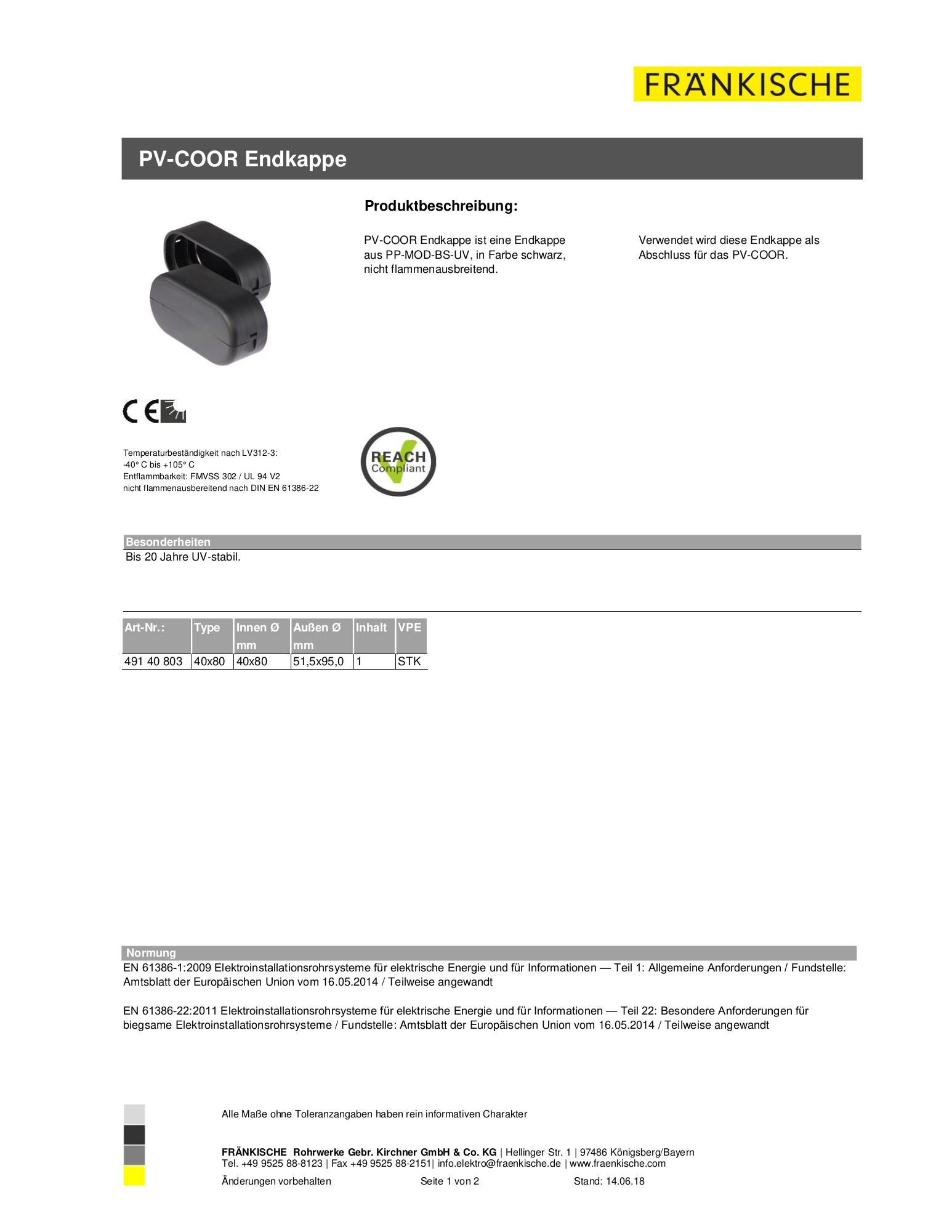 Produktdatenblatt PV-COOR Endkappe