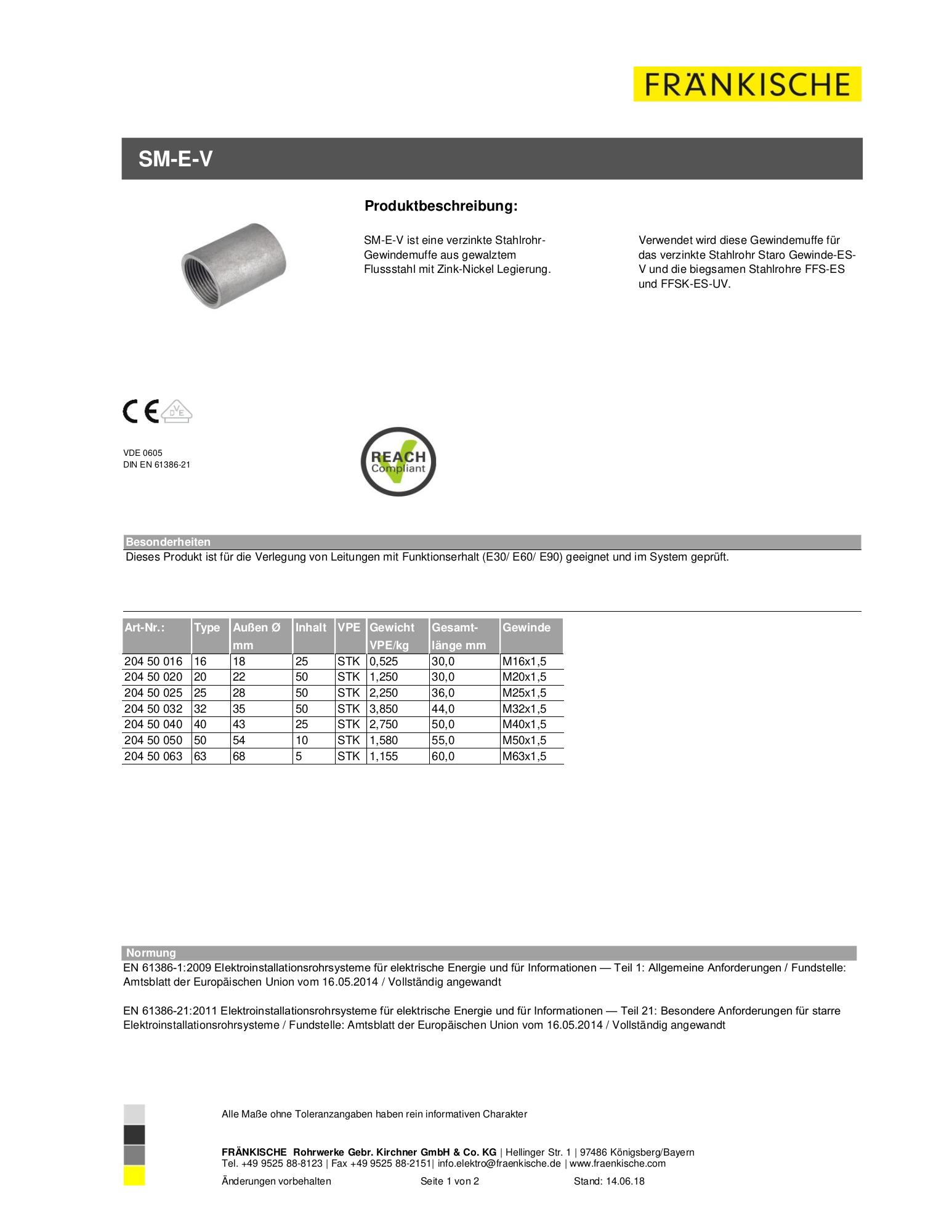 Produktdatenblatt SM-E-V