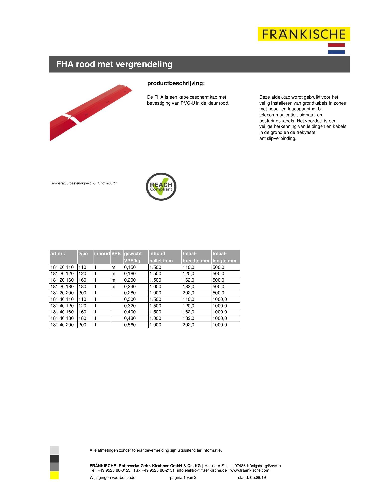 Productgegevensblad FHA rood met vergrendeling